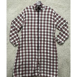 Magee Sleepwear Shirt Men's Large Multicolor Plaid Midi Full Zip Up 100% Cotton